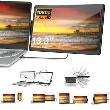 Imagem de 13,3" FHD Monitor Portátil para Laptop, 1920 X 1080 Monitor Duplo, Extra Monitor That is Attached to You Laptop, USB-C Dobrável Do Notebook IPS Monitor Portátil Telefone Celular【armazém brasil】