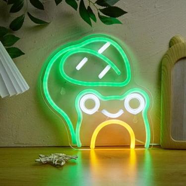 Imagem de Sinal neon de LED para cães e gatos, folhas sapo, luzes neon para quarto, alimentadas por USB, placas de néon montadas na parede para quarto, arte de parede 3D, festa de casamento, sala de estar,