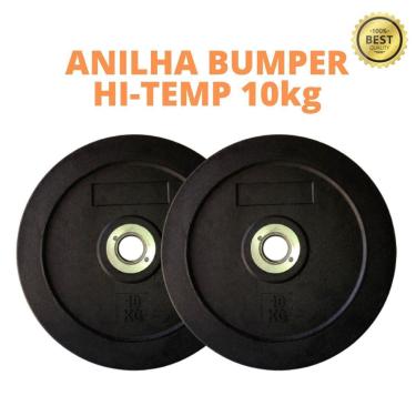 Imagem de 2x Anilha Bumper Hi-Temp 10kg Super Premium Preta Musculação-Unissex