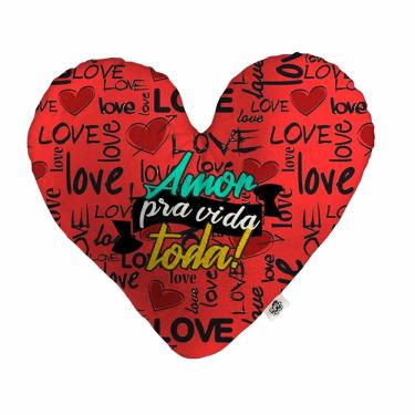 Imagem de Almofada Coração Pelúcia Amor Pra Vida Toda Namorados Tamanho:M