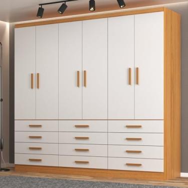 Imagem de Guarda-Roupa 6 Portas e 12 Gavetas New Mônaco Branco/Cinnamomo