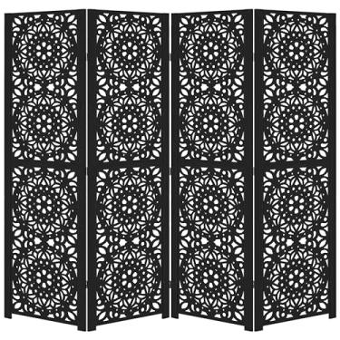 Imagem de Biombo Pintado Divisoria Separador de Ambiente MDF Preto ou Branco (Preto, 4 Mandala)
