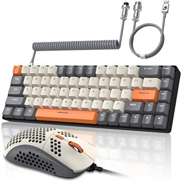 Imagem de ZIYOU LANG RK-T8PRO Combo de teclado e mouse mecânico para jogos com fio 65% com RGB NKRO TKL Mini 68 teclas enroladas C para A Cabo azul tátil para PS4 PS5 Xbox PC Mac Gamer (cinza escuro)