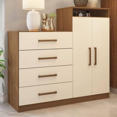 Imagem de Cômoda Áurea 2 Portas 4 Gavetas 1,20 m - Comoda para Quarto - Demobile