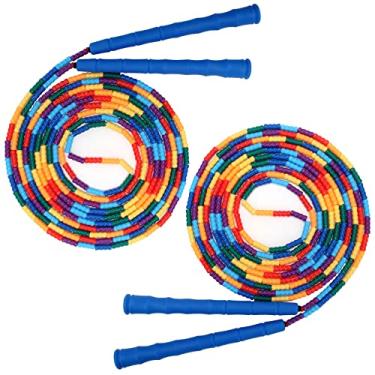 Imagem de Coolrunner Corda de pular longa de 4 m (pacote com 2), cordas de salto holandesas duplas, saltar com contas macias para crianças e adultos, plástico segmentado longo o suficiente para 4-5 jumpers