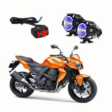 Imagem de Par Farol de Milha Angel Eye U7 Azul para Moto Kawasaki Z 750 2008 200