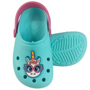 Imagem de Sandália Babuche Infantil Feminina Papete Menina Unicórnio Percata Chi