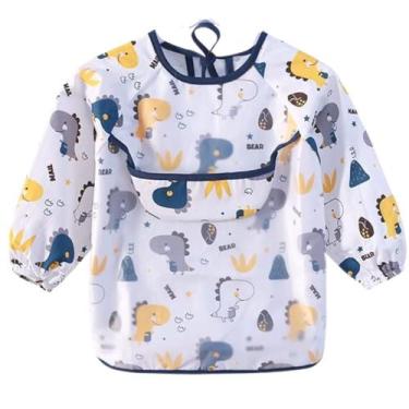 Imagem de Babador Manga Longa BLW Proteção Dupla Impermeável Dino - Minha Estrel