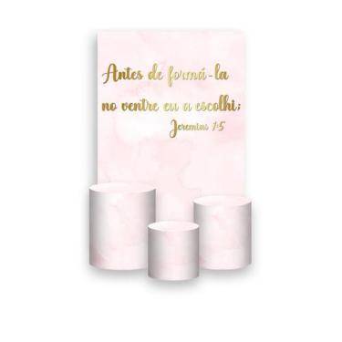 Imagem de Painel De Festa Vertical 1,50 x 2,20 + Trio De Capas Cilindro - Chá de