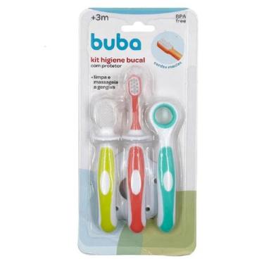 Imagem de Kit Higiene Bucal C/Protetor Escova Limpa Massageia Gengiva - Buba
