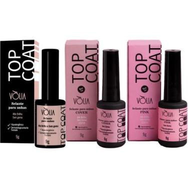 Imagem de 3UN Selante Unhas Gel Top Coat Clear  Pink e Cover 9g Volia - Vòlia