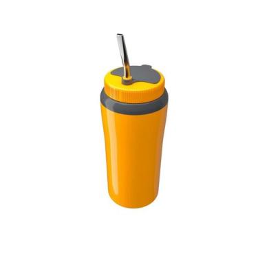 Imagem de Copo Térmico Tererê com Tampa e Canudo Metálico 650ml Unitermi, Amarel