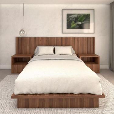 Imagem de Kit Quarto MDF Sob Medida Queen Com Cabeceira 3,0m e 2 Mesas - Casa La