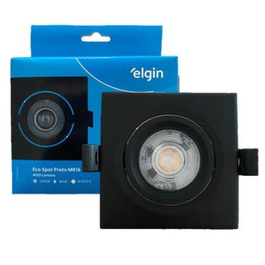 Imagem de Kit 10 Spot Led Quadrado PRETO Embutir 5W MR16 Branco Quente 3000K - E