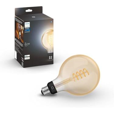 Imagem de Philips Hue Ambiente branco regulável inteligente filamento G40, branco quente a branco frio lâmpada de LED vintage Edison, Bluetooth e Hub compatível com (Hue Hub opcional), ativado por voz com Alexa