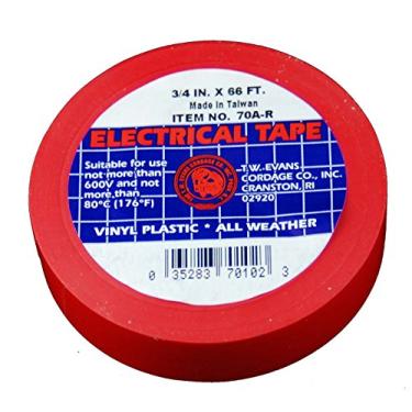 Imagem de Fita elétrica vermelha T.W Evans Cordage 70A-R, 1,9 cm x 1,8 m, pacote com 10