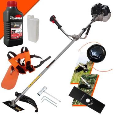 Imagem de Roçadeira À Gasolina Anmax CG430B 43cc 1,7HP 12.000rpm Motor 2T Profissional Alta Performance Com Carretel de Nylon e Faca 2 Pontas + ÓLEO TOYAMA 2T
