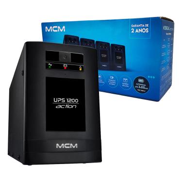 Imagem de Nobreak MCM 1200VA, UPS 1200 ACTION, Entrada Bivolt, Saída 115V, 6 Tom., 2x Bat. 12V/7Ah - UPS0229