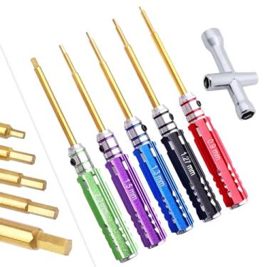 Imagem de Conjunto de chaves de fenda sextavadas FriHobby pequeno RC para kits de ferramentas de reparo axial SCX24 0,9 mm 1,27 mm 1,3 mm 1,5 mm 2,0 mm mini conjunto de chaves sextavadas de titânio