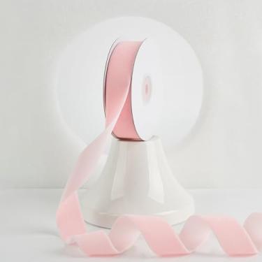 Imagem de MEEDEE Fita de veludo rosa claro 2,5 cm, fita de veludo de nylon de face única, 2 rolos, 20 metros, fitas de Natal rosa para árvore de Natal, embrulho de presente, guirlanda rústica, fabricação de
