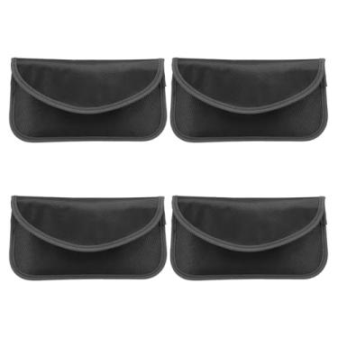 Imagem de PATIKIL Faraday Bolsas, pacote com 4, porta-chaves com bloqueio de sinal de 16,5 cm, antifurto, proteção para carro, proteção RFID, GPS, carteira para proteção de cartão de privacidade, preta