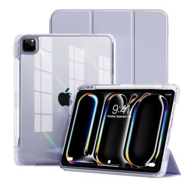 Imagem de GKABXY Capa para iPad Pro 11 (M4 2024) com suporte para lápis | Capa traseira transparente removível 2 em 1 | Suporta Apple Pencil Pro e carregamento USB-C | Função despertar/hibernar automática