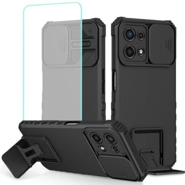 Imagem de Tothedu Capa para Redmi Note 13 Pro 5G, Capa Poco X6 5G com protetor de tela de vidro temperado e capa de câmera deslizante, capa protetora fina com suporte para Xiaomi Redmi Note 13 Pro 5G preta