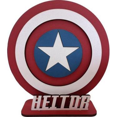 Imagem de 5 Centros De Mesa Capitao America Festa Vingadores 14cm Mdf - Ecolaser