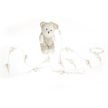 Imagem de Pingente De Cortina Urso Com Roupa Bege Quarto Bebê Infantil Menina Me