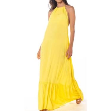 Imagem de Vestido Longo Frente Única Forrado Decotado Festa Casamento Formatura 