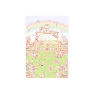 Imagem de Painel De Festa Vertical 1,50 x 2,20 - Jardim Rosa e Verde Aquarela 02