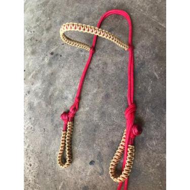 Imagem de Cabeçada Corda Poli  Testeira Trançada Argolas Inox Para Cavalo Grande