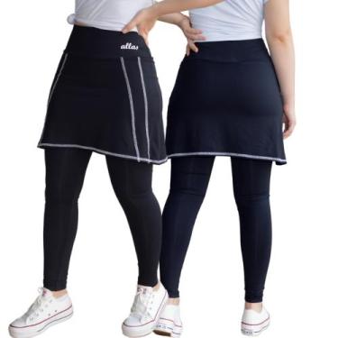 Imagem de Saia Calça Fitness Evangélica Poliamida Uv50+ Cintura Alta Academia Gi