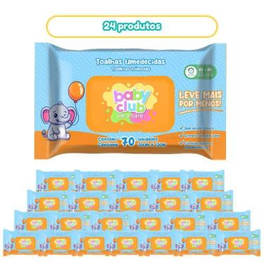 Imagem de 24 Pacotes Toalha Umedecida Tradicional 70 fls Baby Club