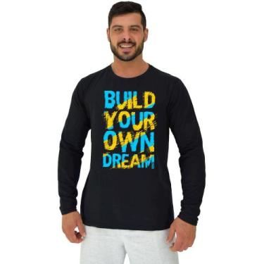 Imagem de Camiseta Manga Longa Moletinho MXD Conceito Build Your Own Dream, Pret