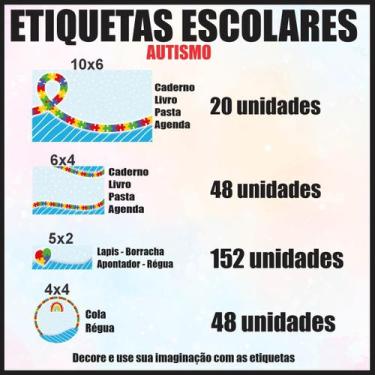 Imagem de Etiqueta Adesiva Escolar em Vinil Tema AUTISMO - DEKAL DECOR