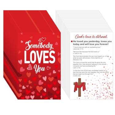 Imagem de Noveread 200 peças Somebody Loves You Gospel Tract Card Salvation Cards Pocket Holy Postal Prayer Postals Christian Inspirational Bible Verses Bookmark for Christian Gift Women Men