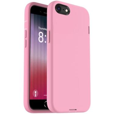 Imagem de ORIbox Capa para iPhone 7/8/SE 2022/2020, silicone líquido, macia com toque externo, proteção total do corpo, ajustes perfeitos, rosa brilhante