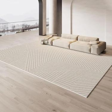 Imagem de Listrado Creme Carpete Bege Marrom Decoração Sala de Estar Tapetes Luxo Minimalista Tapetes Fácil Limpeza Conforto Quarto Tapetes,YHT142,A,80x120cm