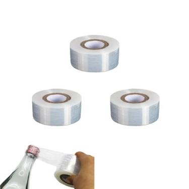 Imagem de NentMent 3 rolos de película seladora de vinho não cola fita elástica revendedor para garrafas de vinho topos rolha de cortiça de cruzeiro, cápsulas de pescoço, cápsulas, álcool, vodca, licor chinês,