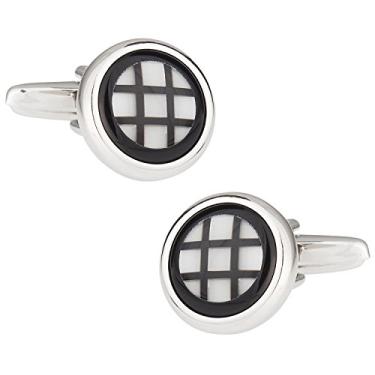Imagem de Abotoaduras pretas e prateadas com caixa de apresentação Cuff-Daddy