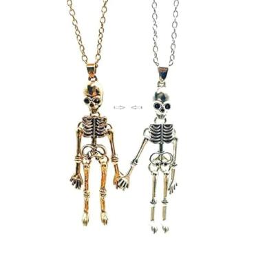 Imagem de ZhxshwHdd Colar com 2 peças de esqueleto para melhor amiga combinando para mulheres Amizade Bff Colar para 2 colares fofos para mulheres, presentes de Dia dos Namorados para casais delicados, Zinco,
