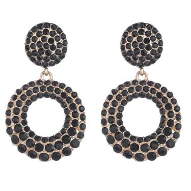 Imagem de fxmimior Brincos femininos sexy de strass prateados, borlas, brincos pendentes, círculo, grande, vermelho, preto, cristal, lustre, festa de casamento, formatura, brincos de flores para mulheres,