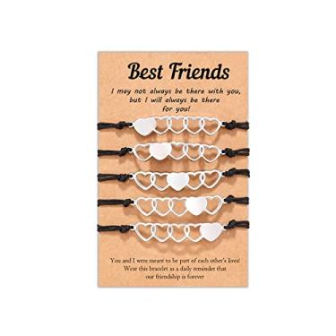 Imagem de Tarsus 2/3/4/5 peças Pulseiras Best Friend Friendship Bff Matching Distance Heart Bracelet Gifts for Women Girls Teen Men, 10 inch, Aço inoxidável Nylon, Sem pedras preciosas