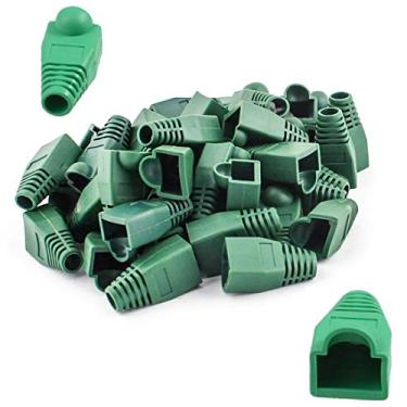 Imagem de 100 peças de conector de rede Ethernet RJ45, capa de plugue de plástico macio CAT6 CAT5 CAT5E CAT6a, Verde
