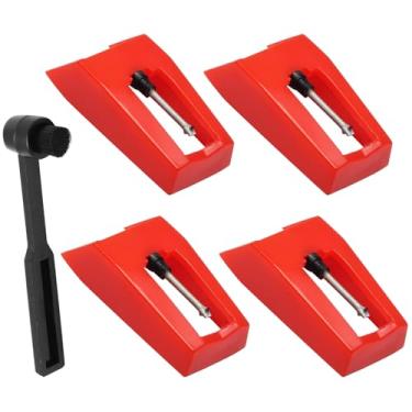 Imagem de BokWin Pacote com 4 agulhas de vinil vermelho para toca-discos compatível com ION, Jenson, Crosley, Victrola, Sylvania Turntable, Phonograph LP Vinyl Player