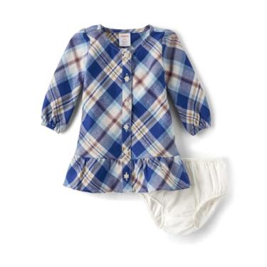 Imagem de Gymboree Vestidos de manga comprida para bebês meninas, Listra azul, 3-6 Meses