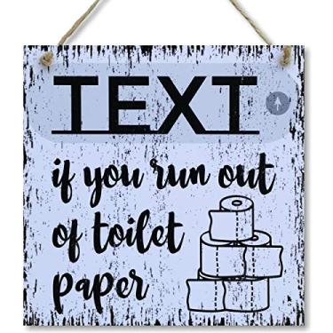 Imagem de CARISPIBET Texto se você ficar sem papel higiênico | Placa decorativa divertida para banheiro 20,32 x 20,32 cm