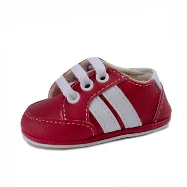 Imagem de Bebê-Sapatinhos recém-nascido e primeiros passos, forrado com tecido espumado14ao20 baby 1901C (Vermelho Branco, BR, Bebê, Numérico, 17)