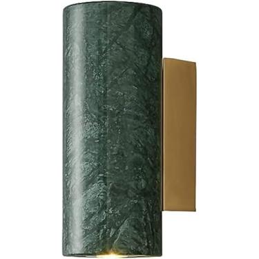 Imagem de Luminária de parede contemporânea em mármore branco para quarto, luminária de parede com feixe de cilindro para cabeceira, corredor e escada (verde)
